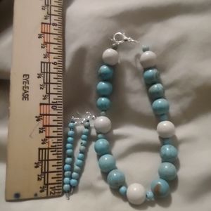Turquoise and Howlite Bracelet/Earrings